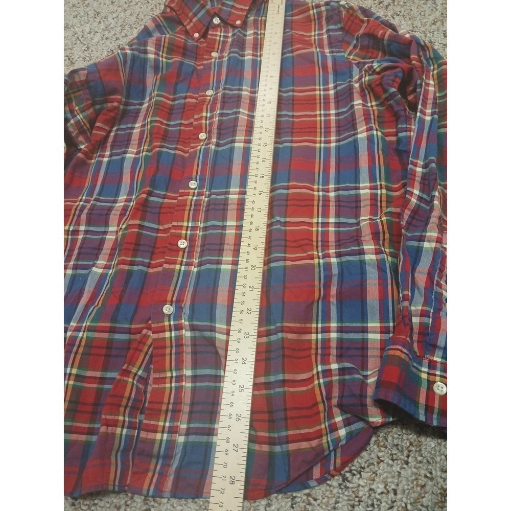 Polo Ralph Lauren Shirt Men's Large Madras Plaid Long Sleeve Flesh Pony EUC - Picture 3 of 6